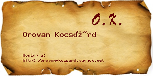 Orovan Kocsárd névjegykártya